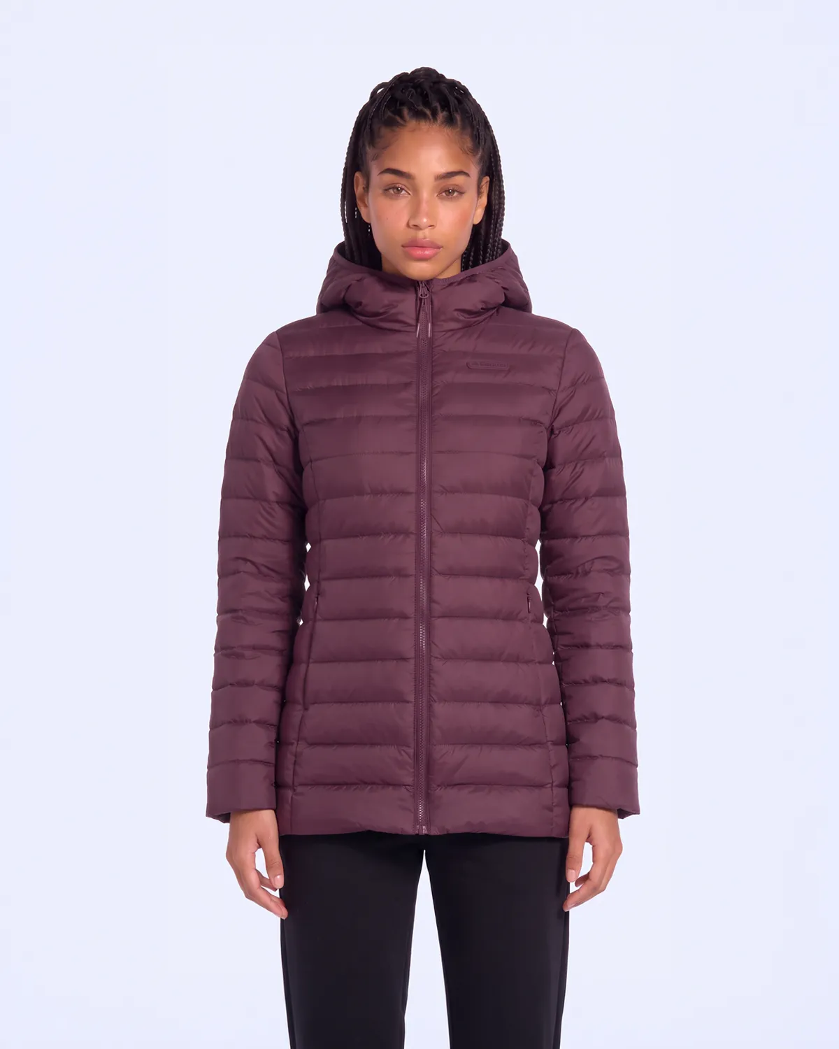 Siyah Logo Rijun Kadın Bordo Regular Mont