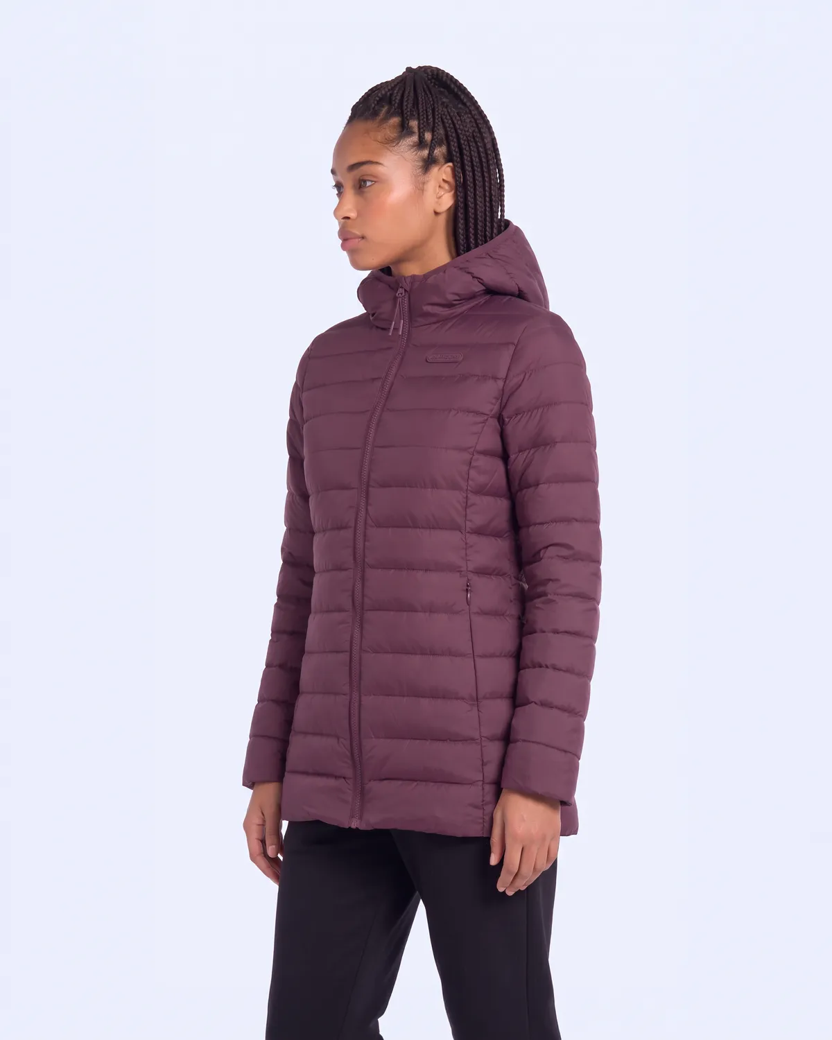 Siyah Logo Rijun Kadın Bordo Regular Mont