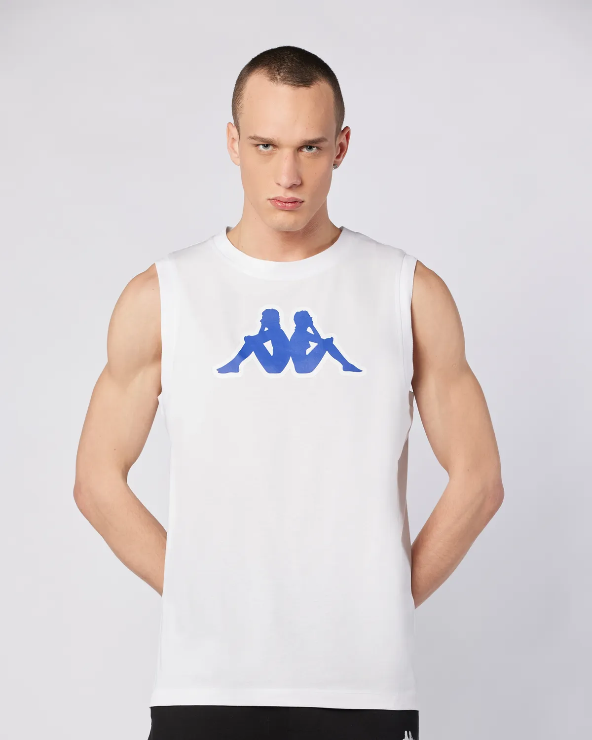 Beyaz Logo Dwal  Erkek Beyaz-Mavi-Beyaz Regular Fit Atlet