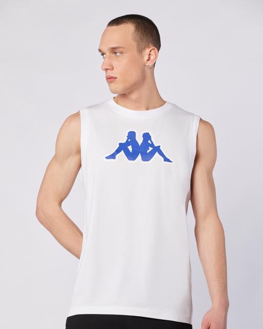 Beyaz Logo Dwal  Erkek Beyaz-Mavi-Beyaz Regular Fit Atlet - KAPPA® Türkiye
