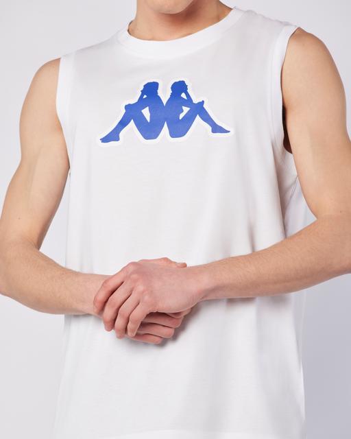 Beyaz Logo Dwal  Erkek Beyaz-Mavi-Beyaz Regular Fit Atlet - KAPPA® Türkiye