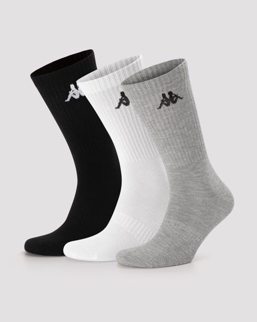 Gri Authentic Sally  3pack Unisex Gri -Siyah-Beyaz Regular Fit Çorap - KAPPA® Türkiye