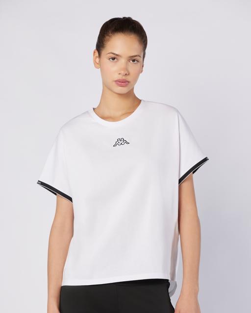 Beyaz Logo Tape Enna  Kadın Beyaz Regular Fit Tişört - KAPPA® Türkiye