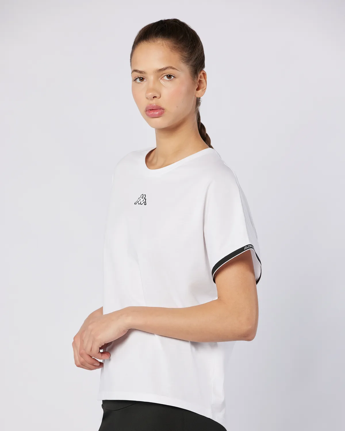 Beyaz Logo Tape Enna  Kadın Beyaz Regular Fit Tişört