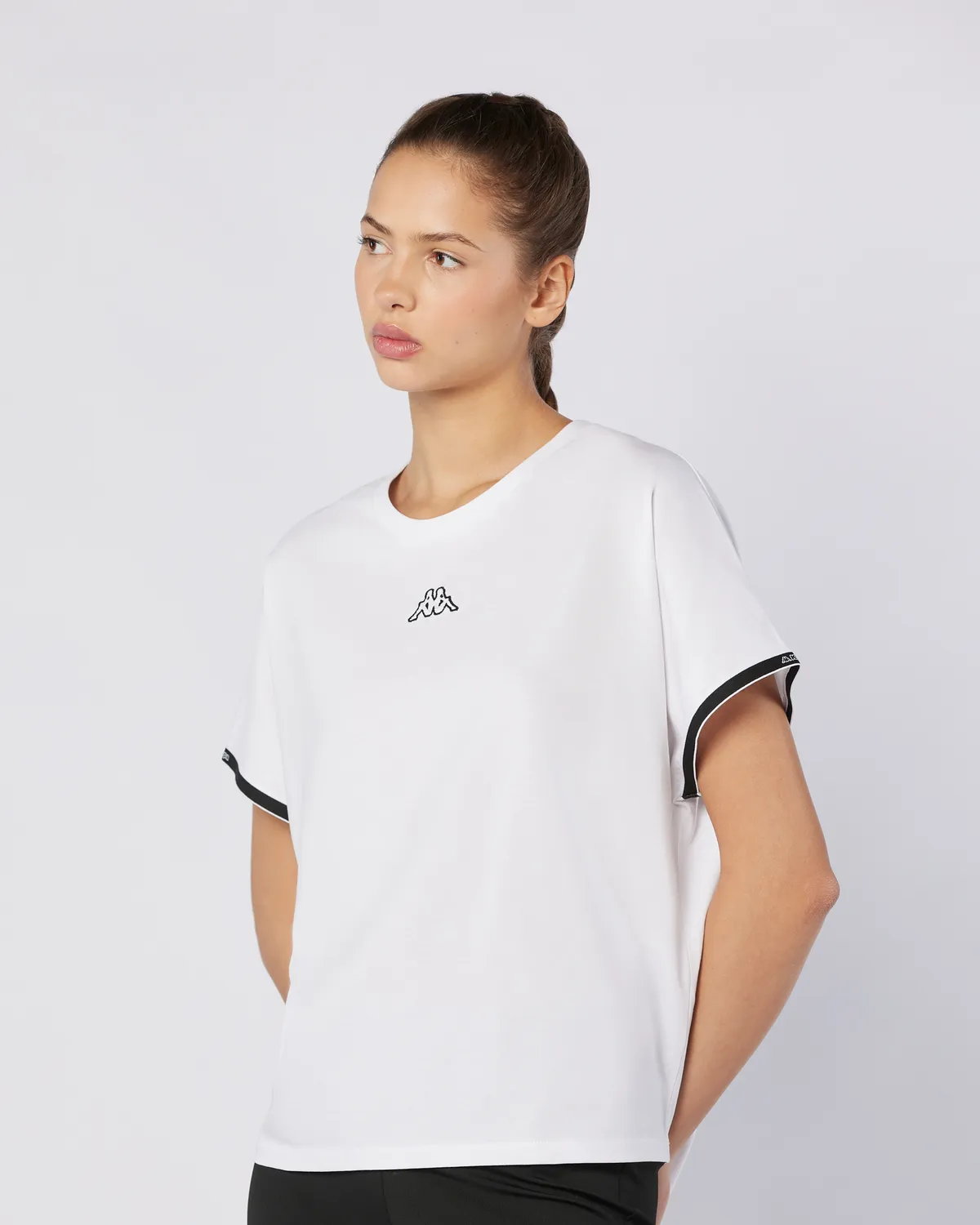 Beyaz Logo Tape Enna  Kadın Beyaz Regular Fit Tişört