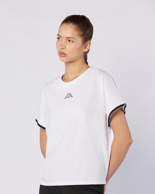 Beyaz Logo Tape Enna  Kadın Beyaz Regular Fit Tişört - KAPPA® Türkiye