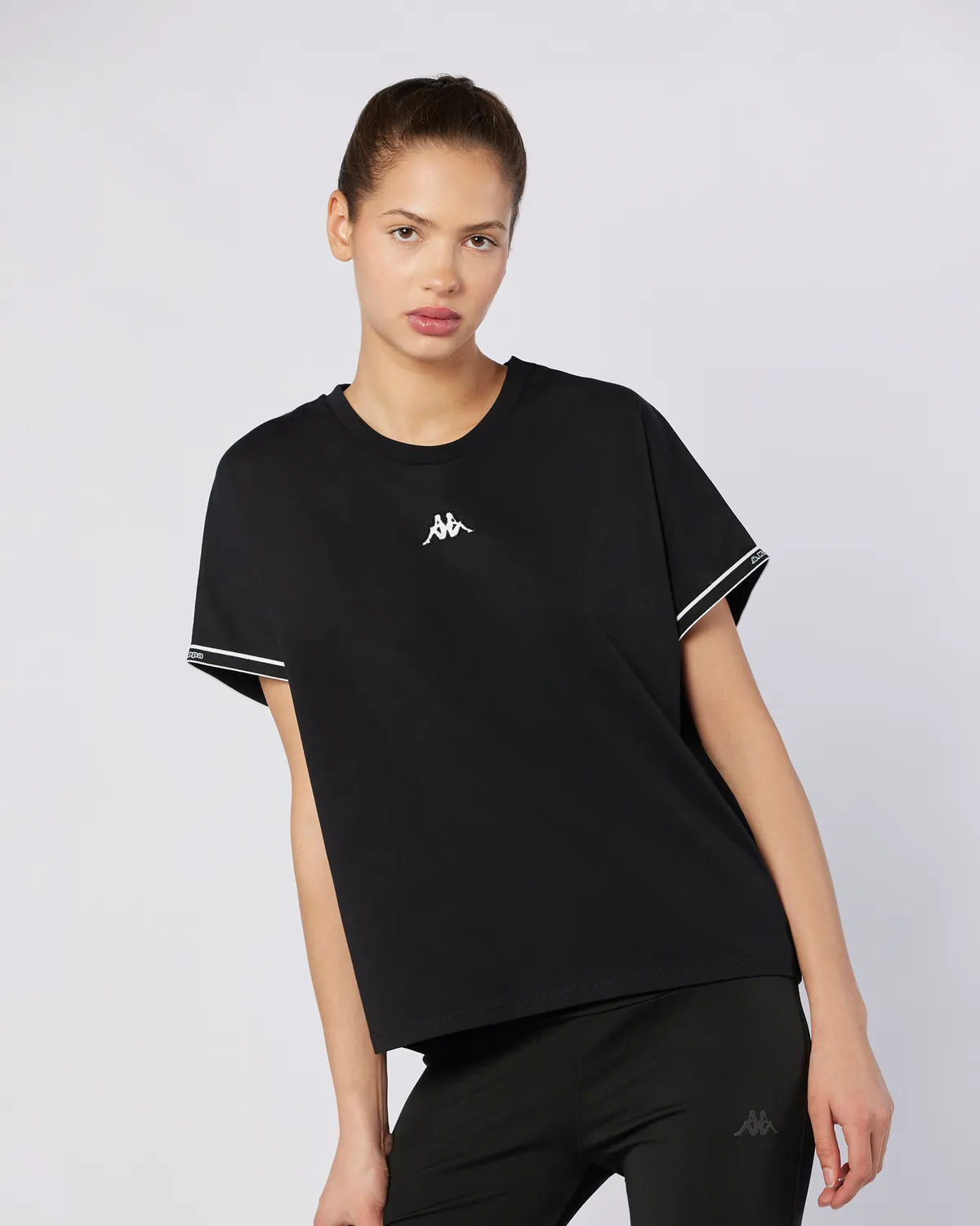 Siyah Logo Tape Enna  Kadın Siyah Regular Fit Tişört