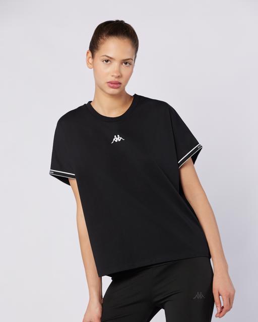 Siyah Logo Tape Enna  Kadın Siyah Regular Fit Tişört - KAPPA® Türkiye