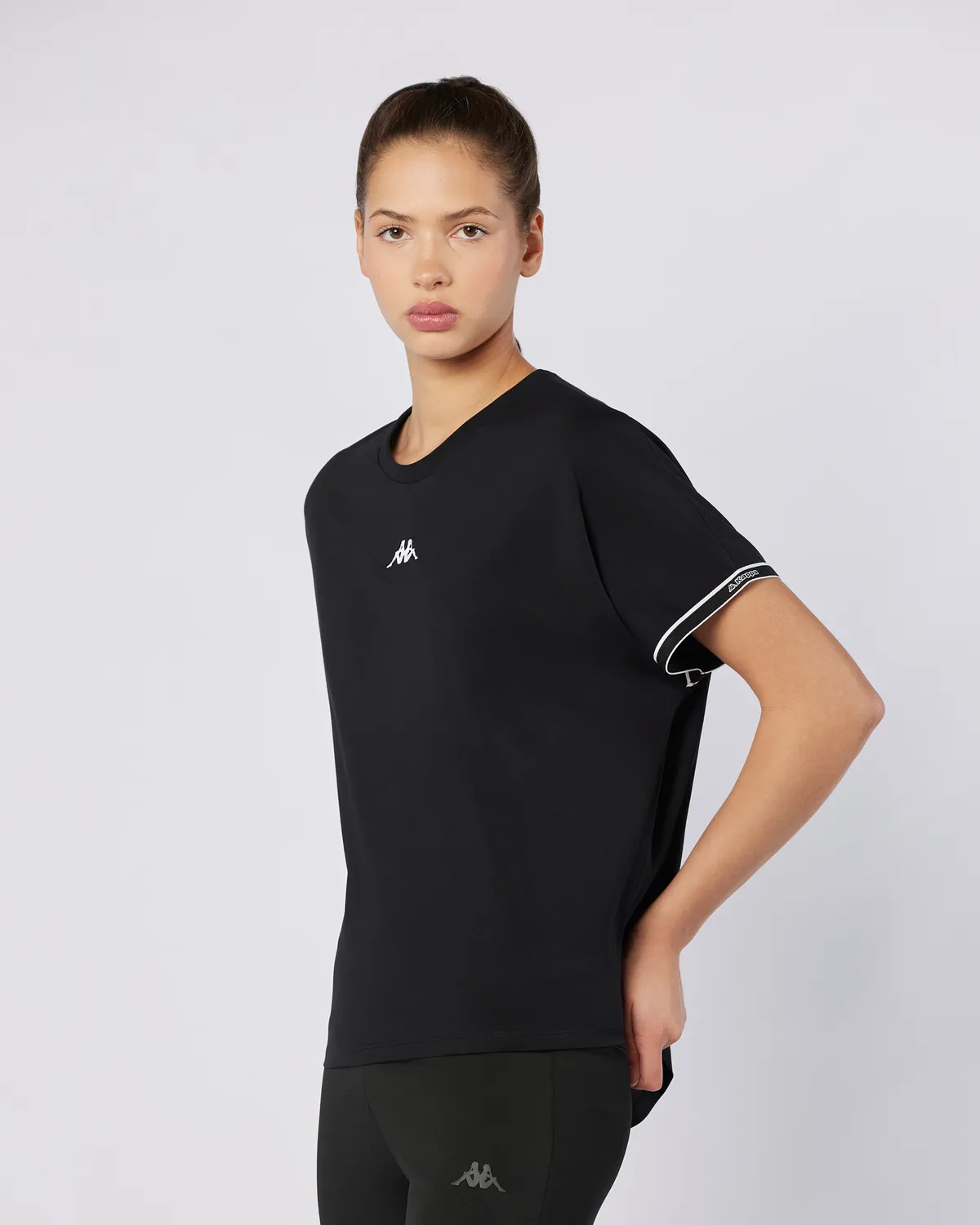 Siyah Logo Tape Enna  Kadın Siyah Regular Fit Tişört