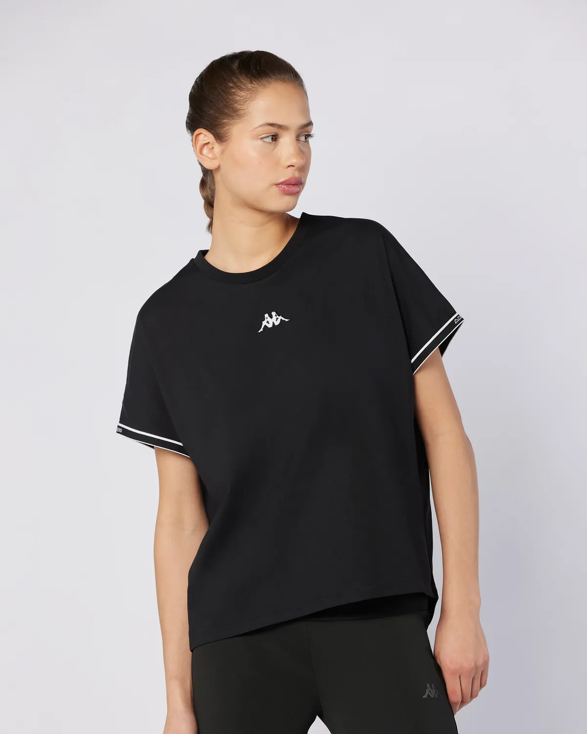 Siyah Logo Tape Enna  Kadın Siyah Regular Fit Tişört