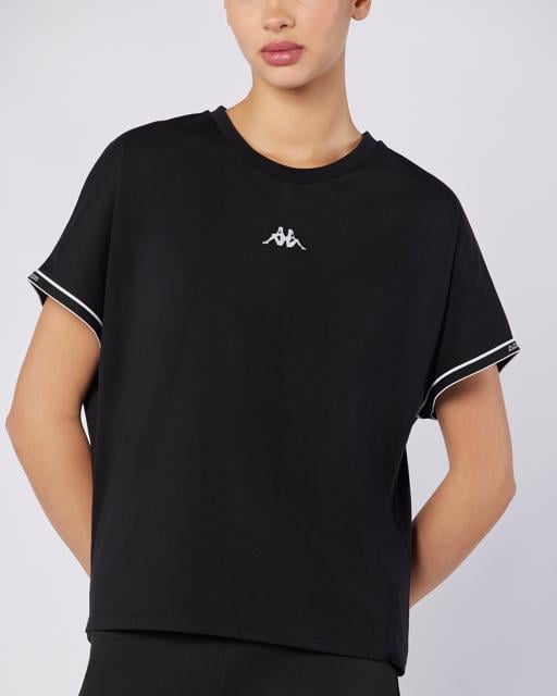Siyah Logo Tape Enna  Kadın Siyah Regular Fit Tişört - KAPPA® Türkiye