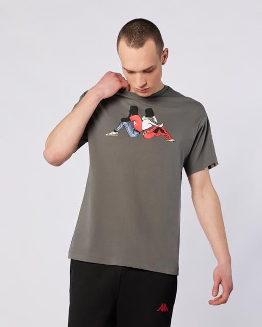 Gri Banda Pop Erkek Gri-Bej Regular Fit Tişört - KAPPA® Türkiye