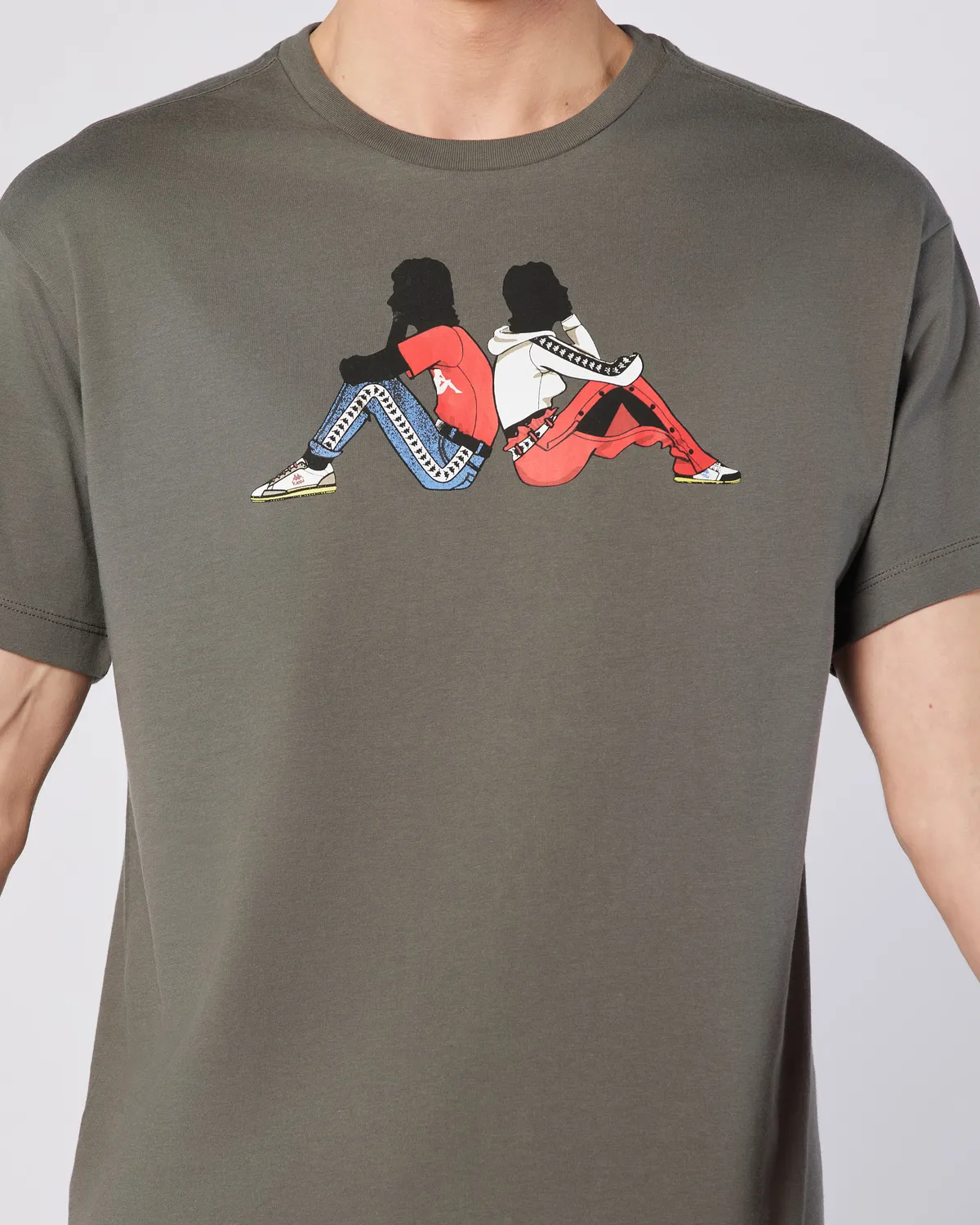 Gri Banda Pop Erkek Gri-Bej Regular Fit Tişört