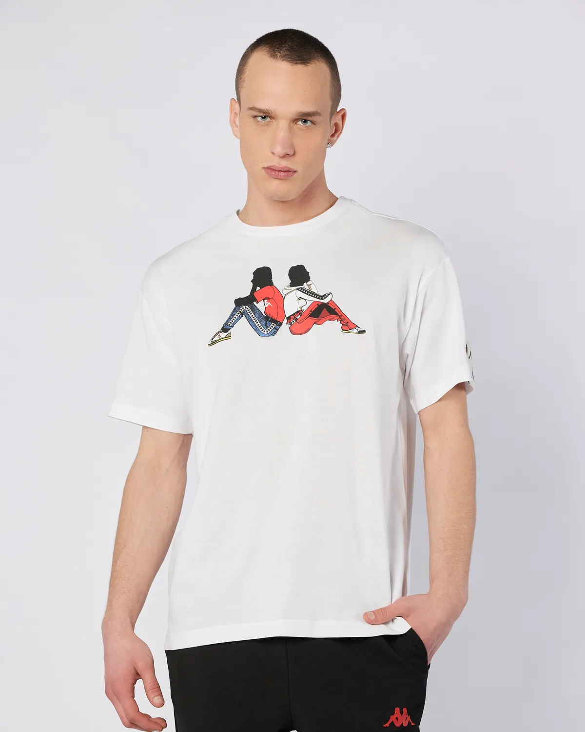 Beyaz Banda Pop Erkek Beyaz-Bej-Gri Regular Fit Tişört