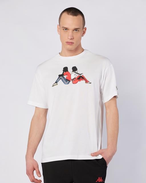 Beyaz Banda Pop Erkek Beyaz-Bej-Gri Regular Fit Tişört - KAPPA® Türkiye