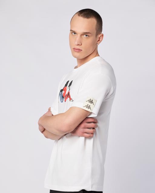 Beyaz Banda Pop Erkek Beyaz-Bej-Gri Regular Fit Tişört - KAPPA® Türkiye