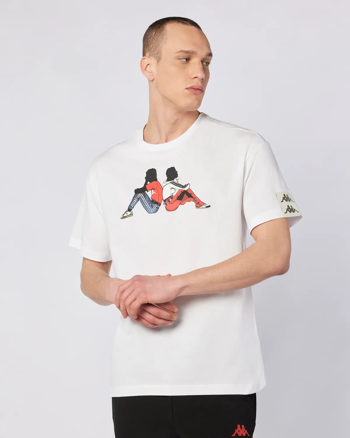 Beyaz Banda Pop Erkek Beyaz-Bej-Gri Regular Fit Tişört