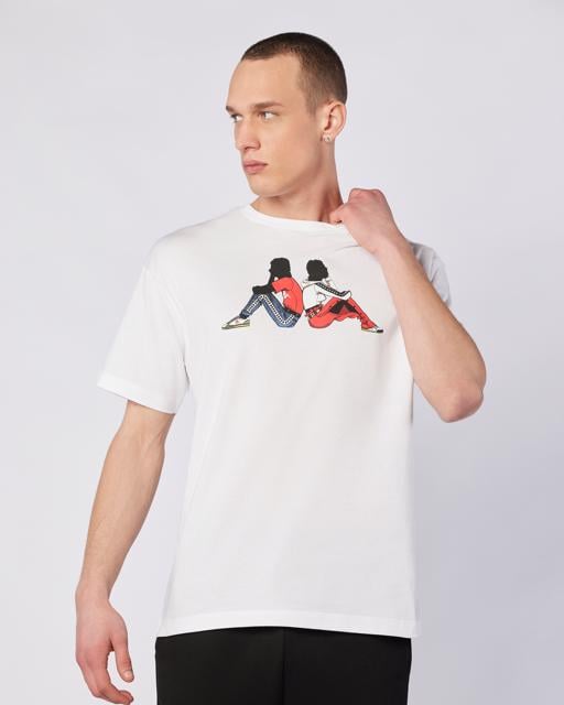 Beyaz Banda Pop Erkek Beyaz-Bej-Gri Regular Fit Tişört - KAPPA® Türkiye