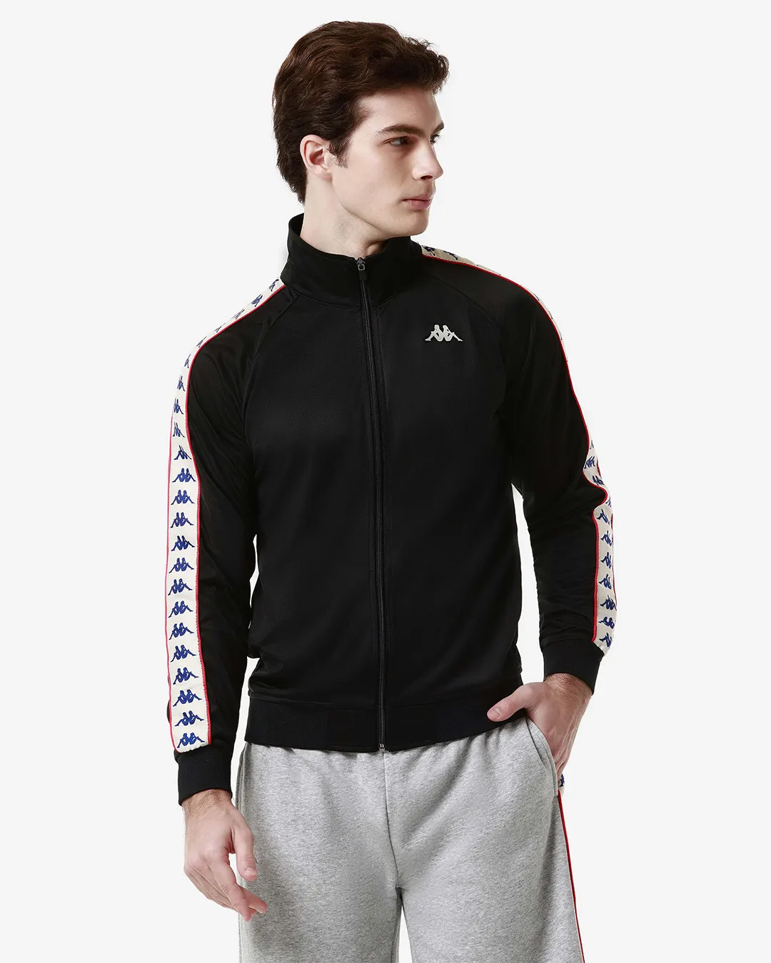 Siyah 222 Banda Anniston Slim Erkek Siyah Regular Fit Fermuarlı Eşofman Üstü