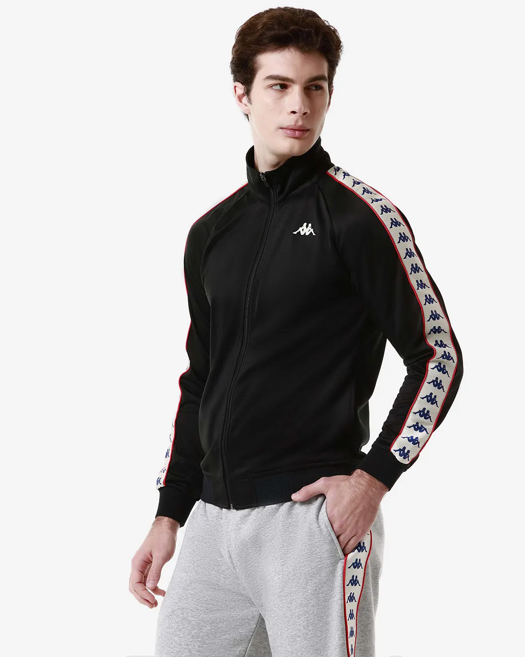 Siyah 222 Banda Anniston Slim Erkek Siyah Regular Fit Fermuarlı Eşofman Üstü