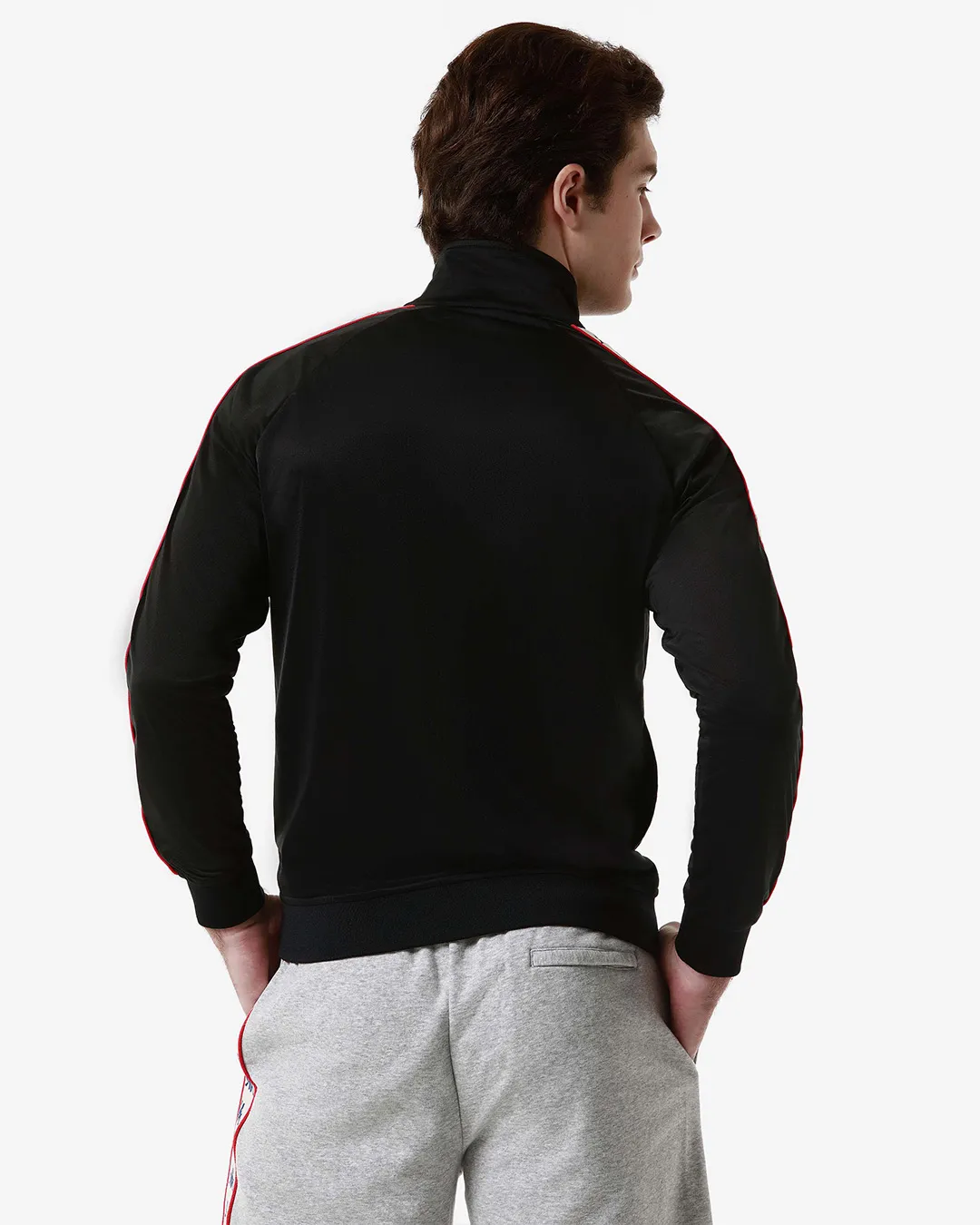 Siyah 222 Banda Anniston Slim Erkek Siyah Regular Fit Fermuarlı Eşofman Üstü