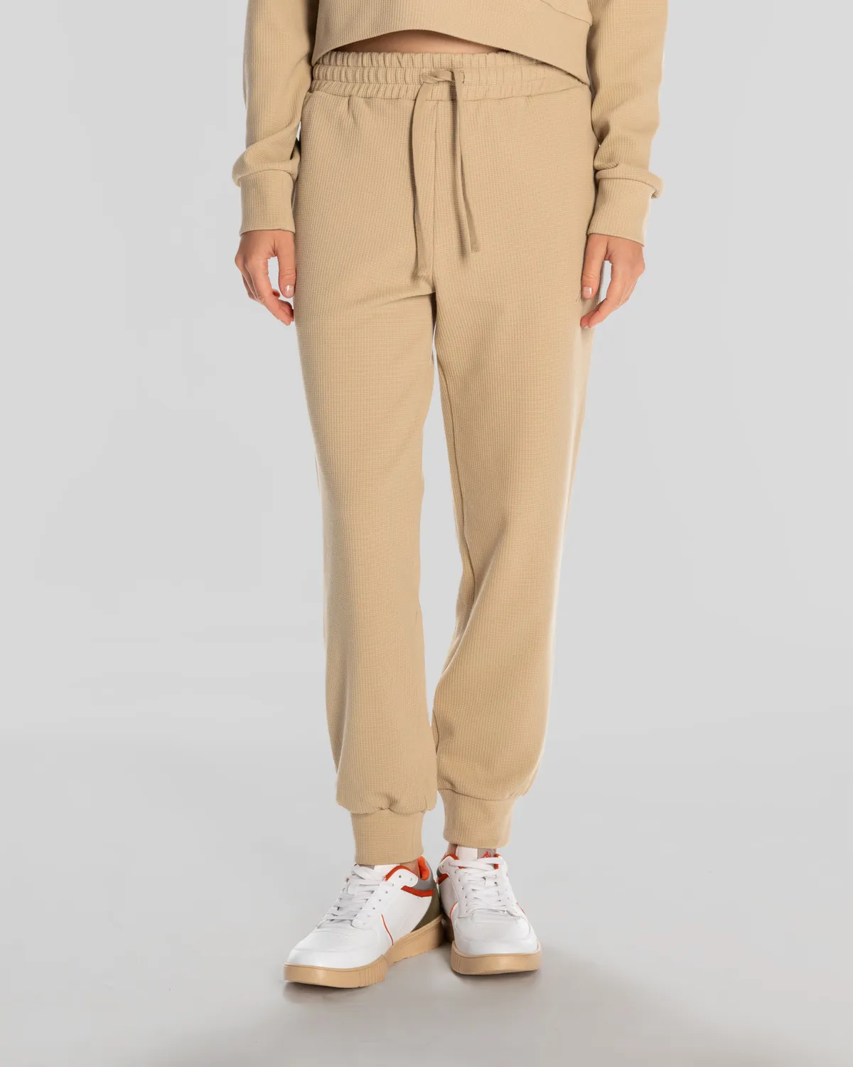 Bej Logo Elise Waffle Jogger Kadın Bej Eşofman Altı