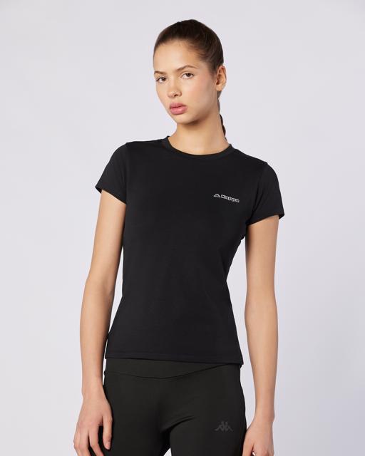 Siyah Logo Jendy Kadın Siyah Regular Fit Tişört - KAPPA® Türkiye