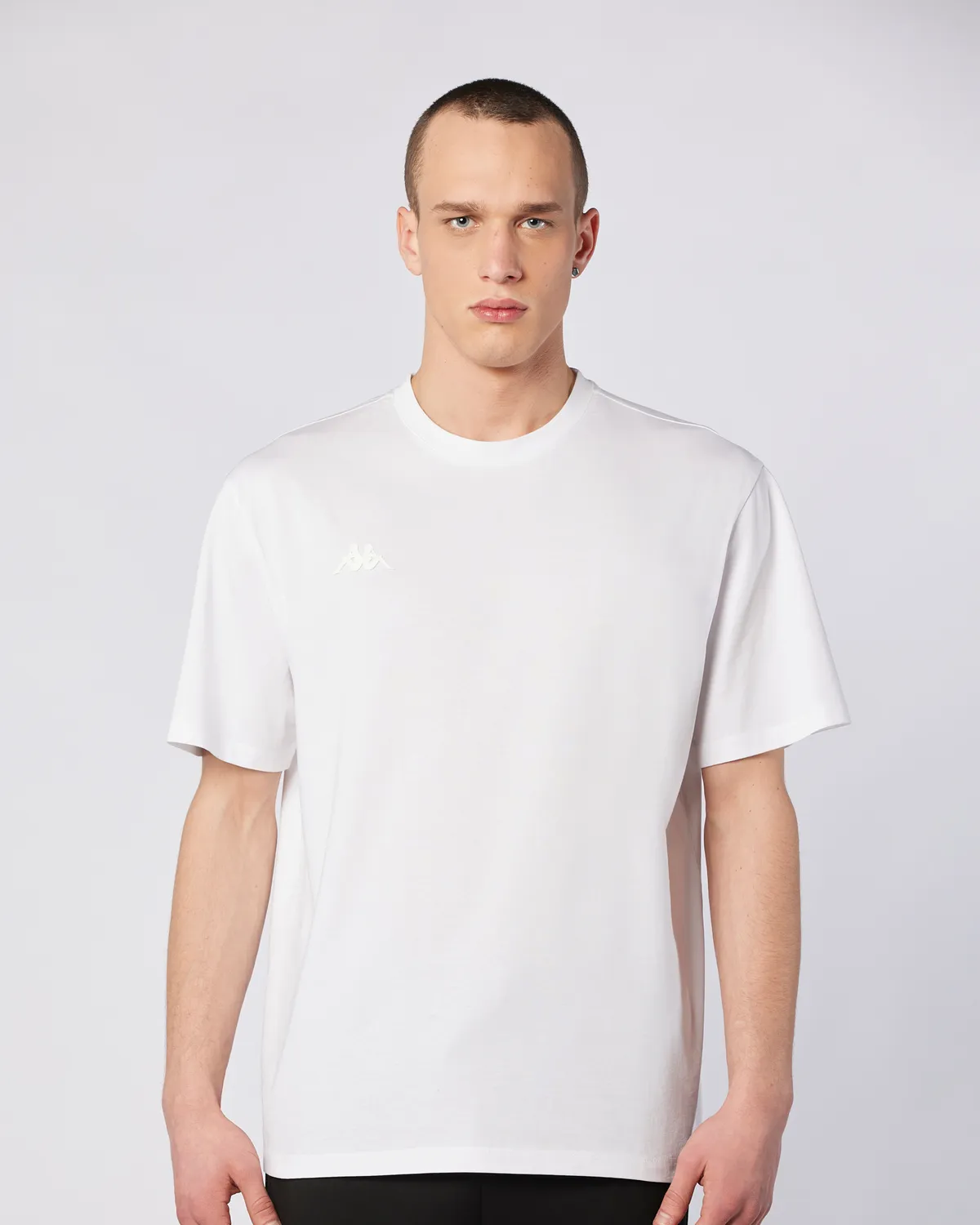 Beyaz Logo Adam Erkek Beyaz Oversize Fit Tişört