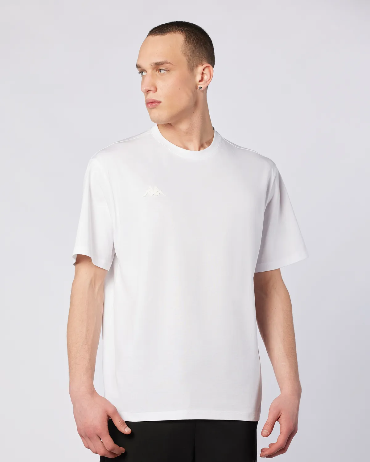 Beyaz Logo Adam Erkek Beyaz Oversize Fit Tişört