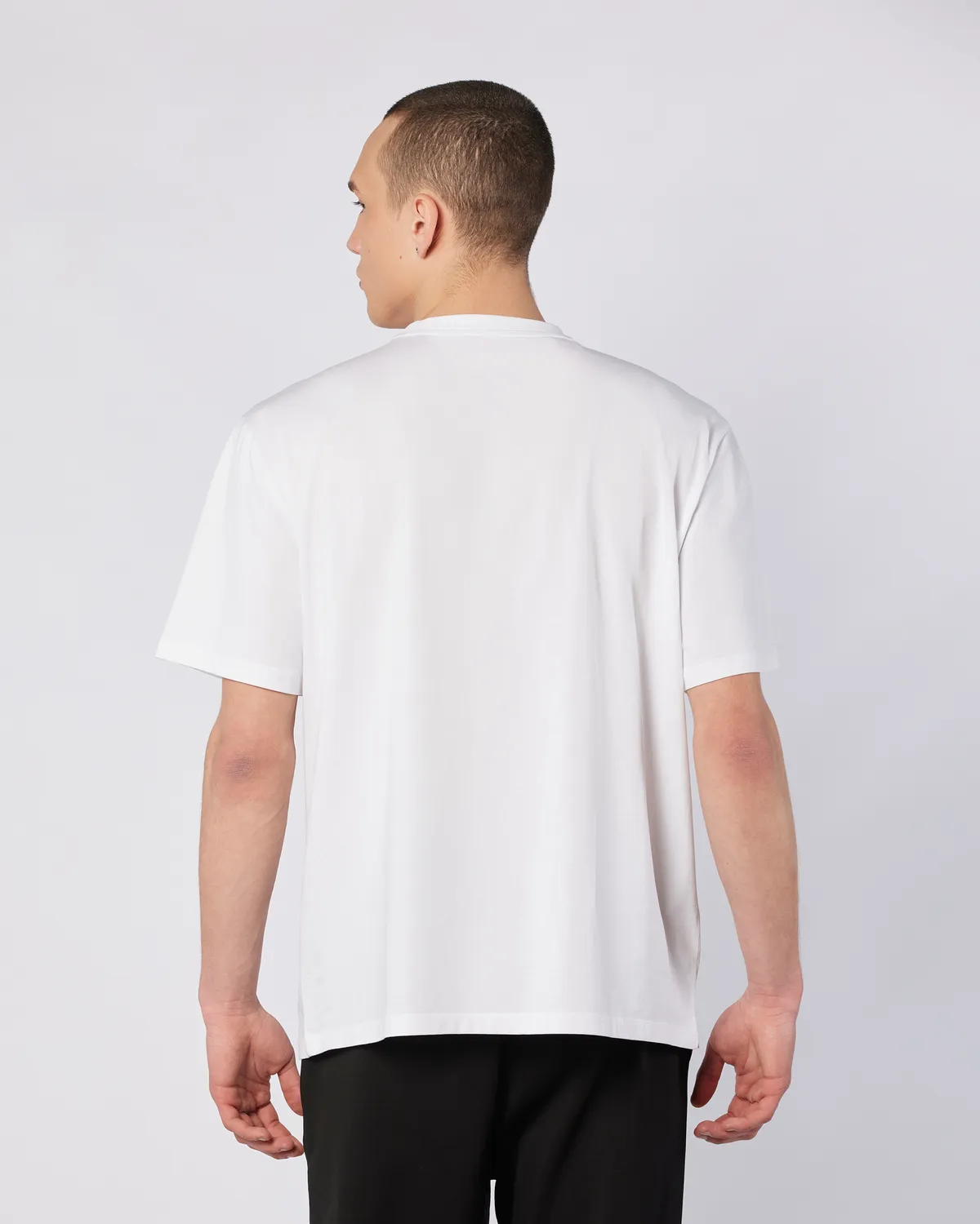 Beyaz Logo Adam Erkek Beyaz Oversize Fit Tişört