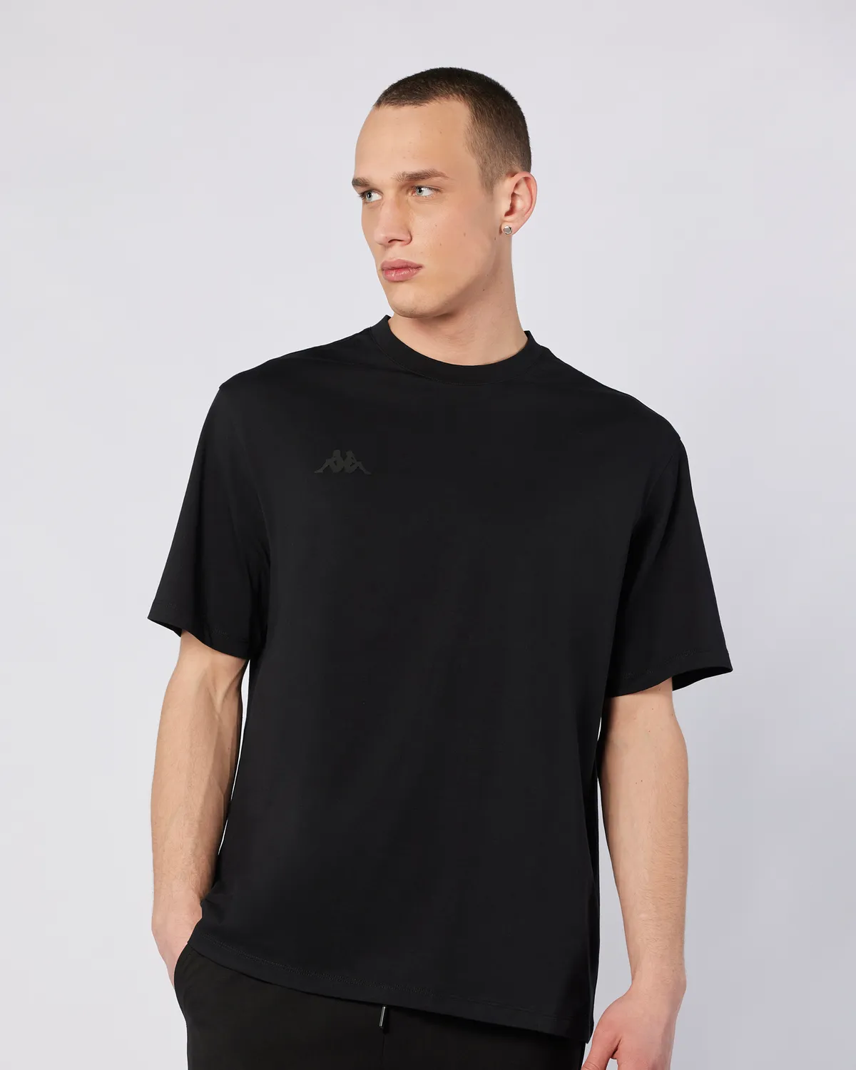 Siyah Logo Adam Erkek Siyah Oversize Fit Tişört