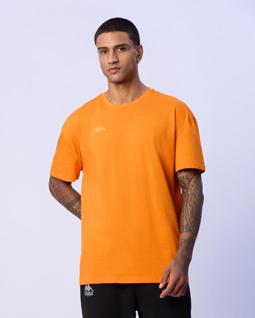 Turuncu Logo Adam Erkek Koyu Turuncu Oversize Fit Tişört - KAPPA® Türkiye