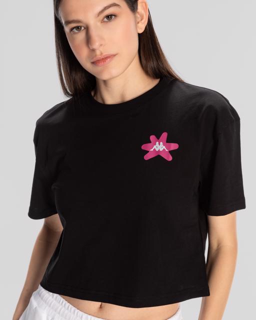 Siyah Kappa Authentic Hannah T-Shirt Kadın Siyah Regular Fit Tişört - KAPPA® Türkiye