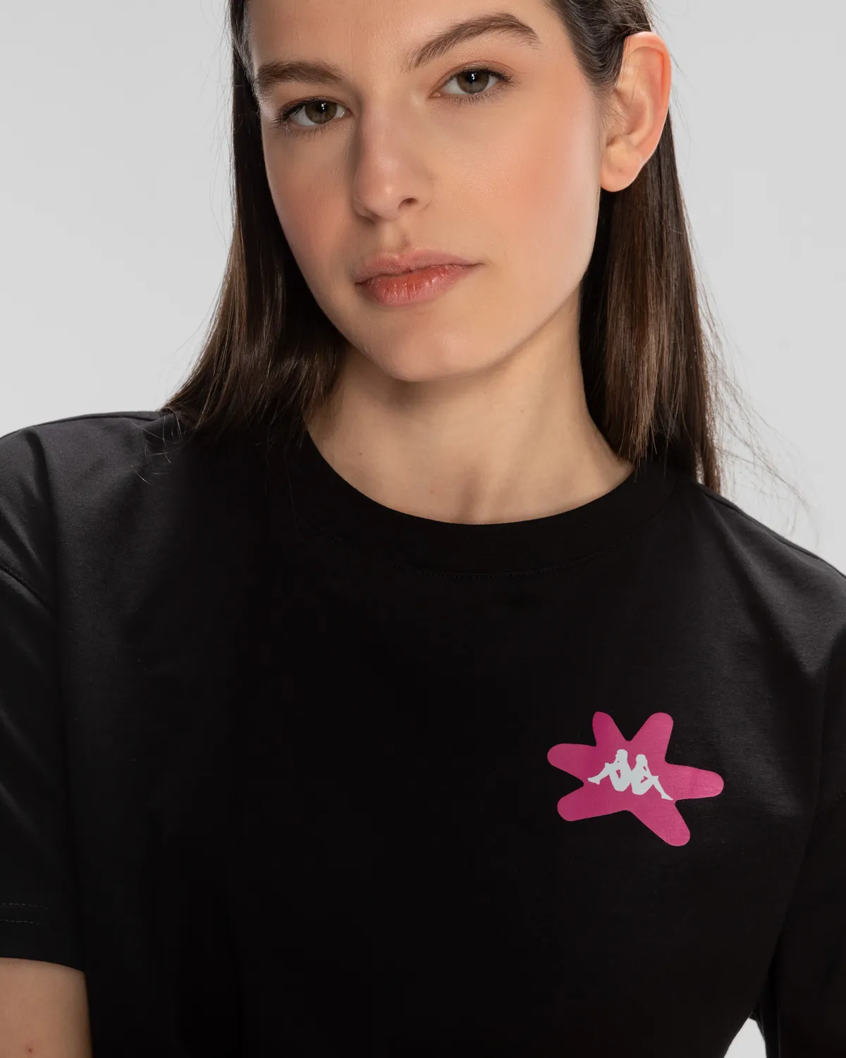 Siyah Kappa Authentic Hannah T-Shirt Kadın Siyah Regular Fit Tişört