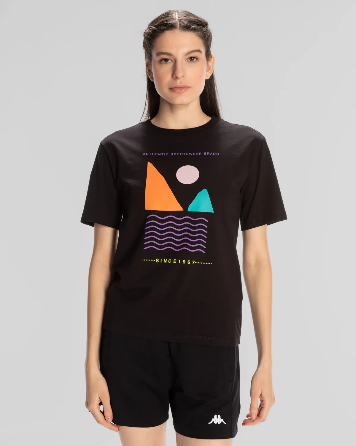 Siyah Sport Viola T.Shirt Kadın Siyah Regular Fit Tişört