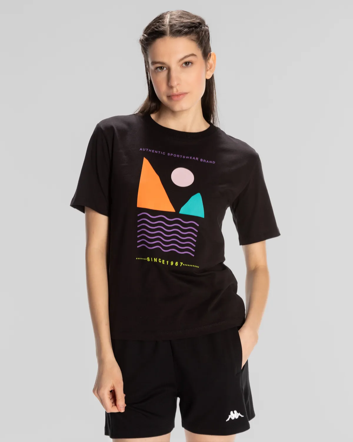 Siyah Sport Viola T.Shirt Kadın Siyah Regular Fit Tişört