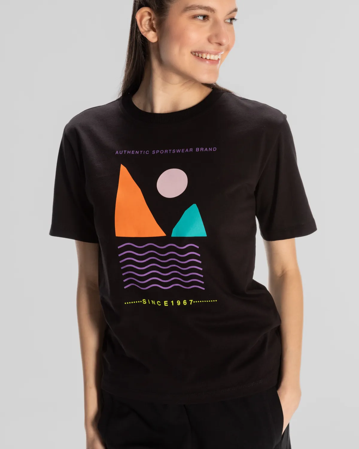 Siyah Sport Viola T.Shirt Kadın Siyah Regular Fit Tişört