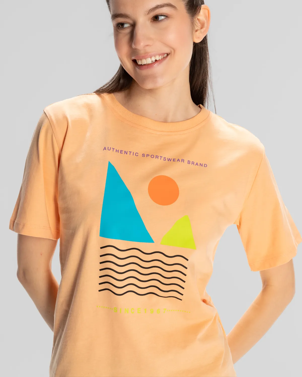 Turuncu Sport Viola T.Shirt Kadın Somon Regular Fit Tişört