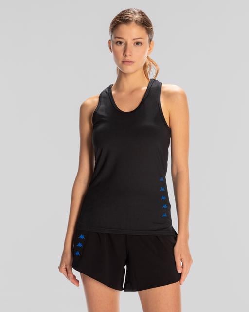 Siyah Survivor Woman Tank 1 Kadın Siyah-Mavi Regular Fit Atlet - KAPPA® Türkiye