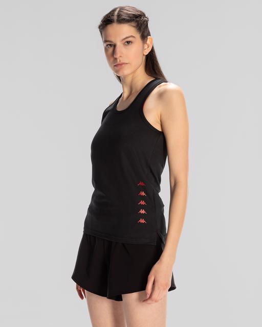 Siyah Survivor Woman Tank 1 Kadın Siyah-Kırmızı Regular Fit Atlet - KAPPA® Türkiye