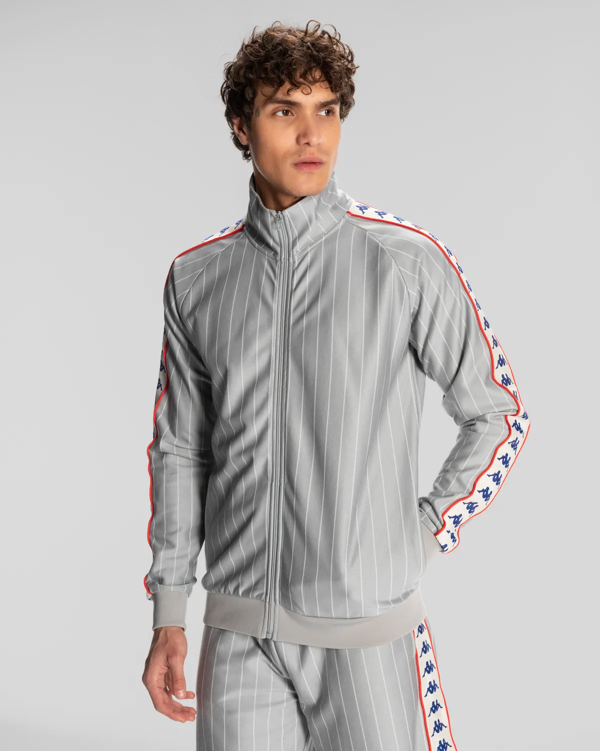 Gri 222 Banda Lauro Erkek Gri Regular Fit Fermuarlı Eşofman Üstü