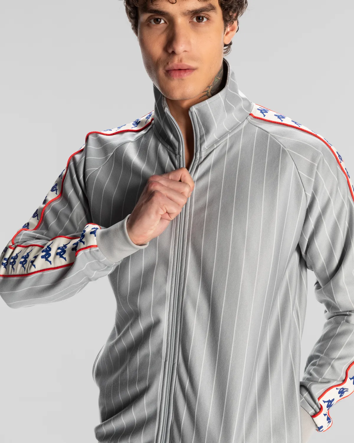 Gri 222 Banda Lauro Erkek Gri Regular Fit Fermuarlı Eşofman Üstü