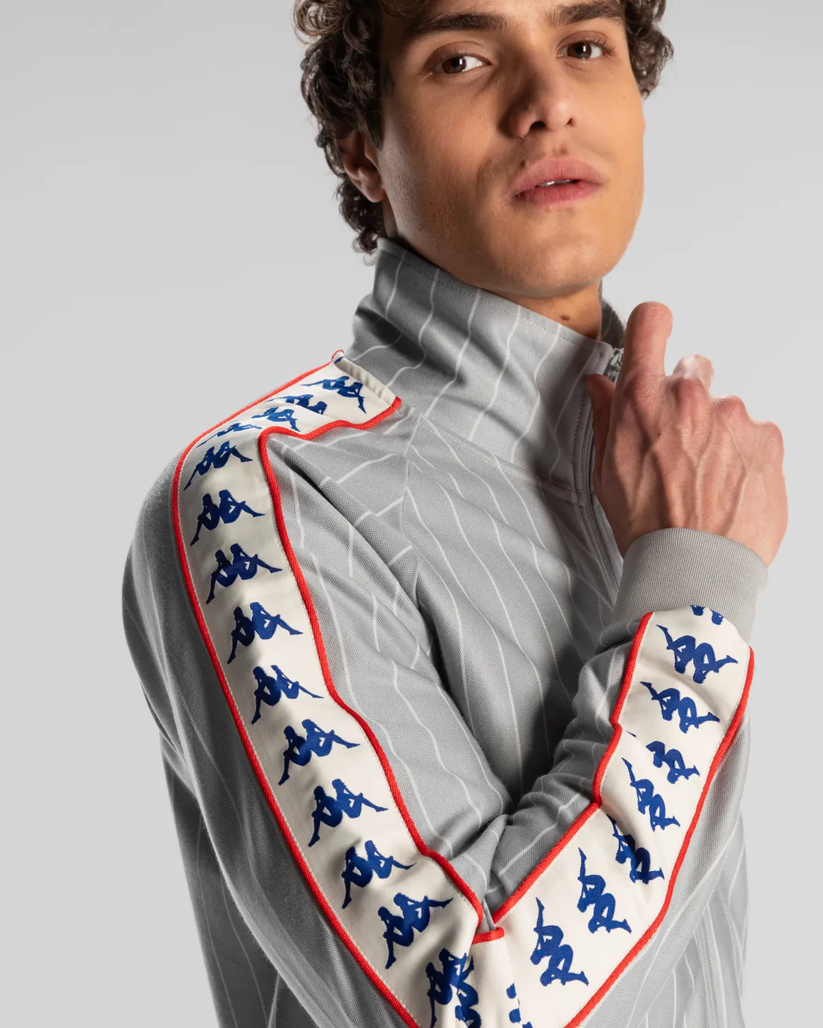 Gri 222 Banda Lauro Erkek Gri Regular Fit Fermuarlı Eşofman Üstü