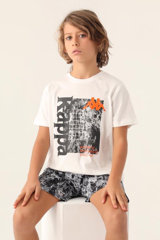 Beyaz Authentic Camden Erkek Çocuk Beyaz Regular Fit Tişört - KAPPA® Türkiye