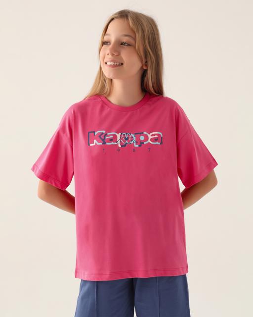 Pembe Logo Camila Kız Çocuk Açık Pembe Regular Fit Tişört - KAPPA® Türkiye