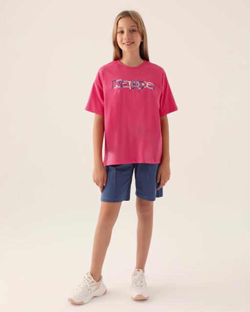 Pembe Logo Camila Kız Çocuk Açık Pembe Regular Fit Tişört - KAPPA® Türkiye