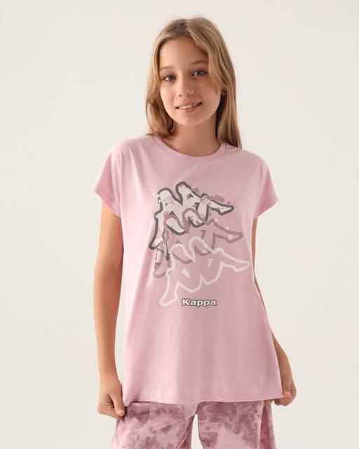 Pembe Logo Candace Kız Çocuk Açık Pembe Regular Fit Tişört - KAPPA® Türkiye