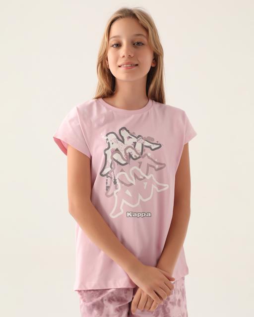 Pembe Logo Candace Kız Çocuk Açık Pembe Regular Fit Tişört - KAPPA® Türkiye