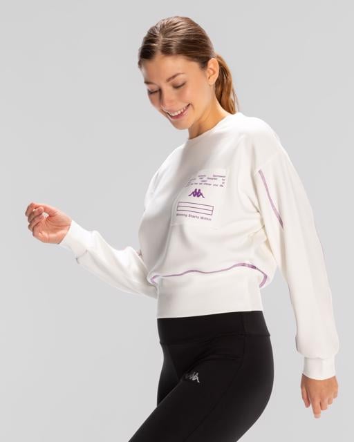 Beyaz Authentic Kage Sweatshirt Kadın Beyaz Regular Fit Sweatshirt - KAPPA® Türkiye