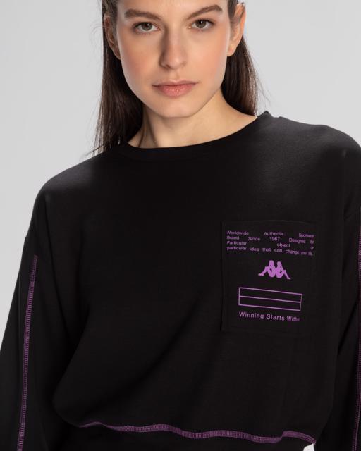Siyah Authentic Kage Sweatshirt Kadın Siyah Regular Fit Sweatshirt - KAPPA® Türkiye